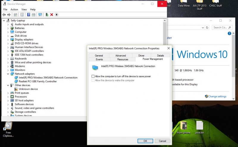 Wireless Network Adaptor Power Settings