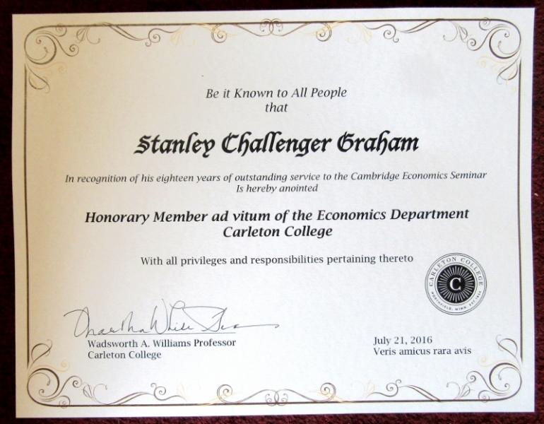 Carleton College certificate