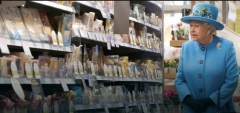 Queen Elizabeth visits the supermarket