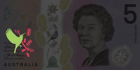 Australain note under UV light