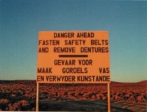 Danger sign on a rough track in the African Karoo
