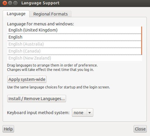 Ubuntu System Languages
