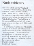 Letter from The Times - Nude tableaux