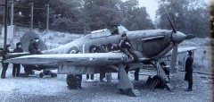 Hurricane being serviced by WRENs at RNAS Yeovilton in WW2