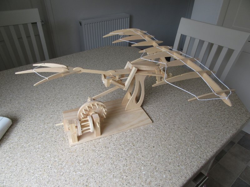 Model based on Leonardo's `ornithopter' drawings. 2