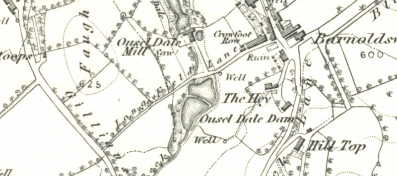 Ouzledale Mill 1853 )S map