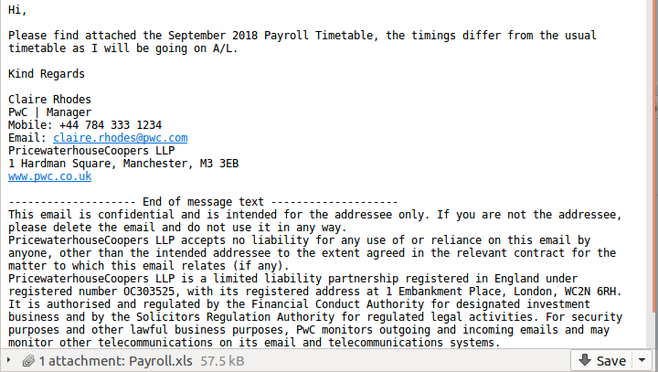 A spoof PwC email?