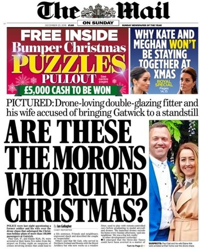 Daily Mail front page - but the couple not to blame