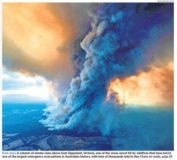 East Gippsland, Australia, 03/01/20 showing smoke billowing into the sky
