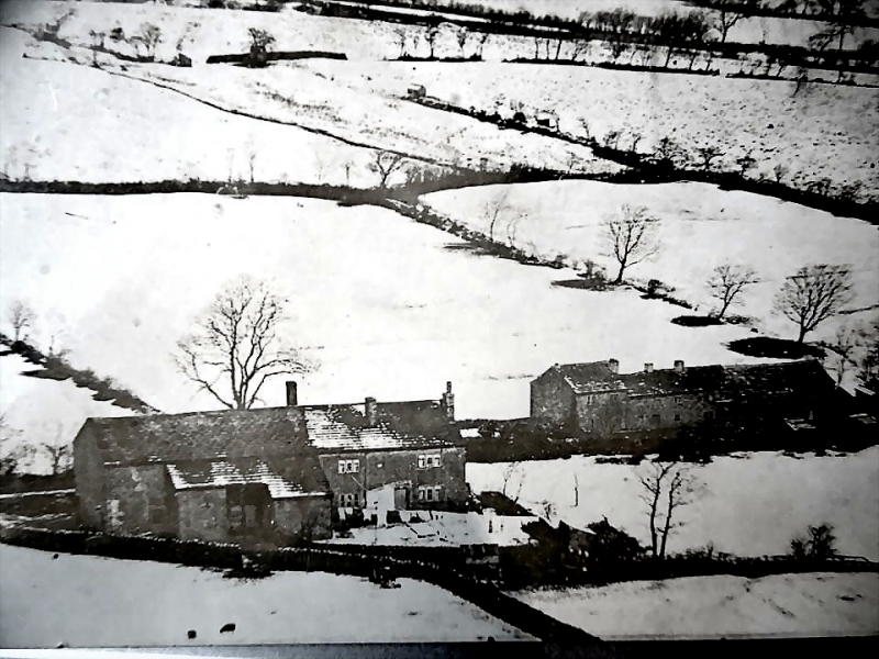 Arial view of Esp Lane in snow