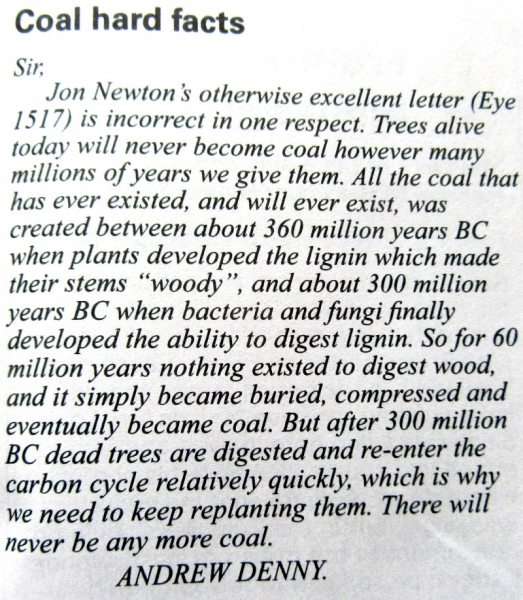 Coal formation PE letter