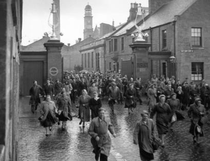 Workers leaving factory in Dundee