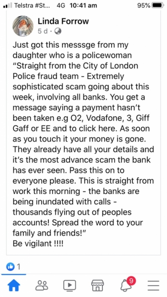 Cathy scam post