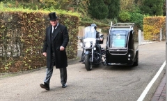 Motor cycle hearse - front