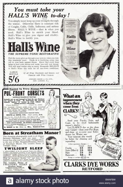 1920s-advertising-full-page-of-advertisements-in-english-magazine-BWAFBW