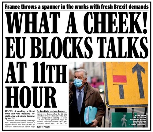 On Daily Express front page, 04/12/20