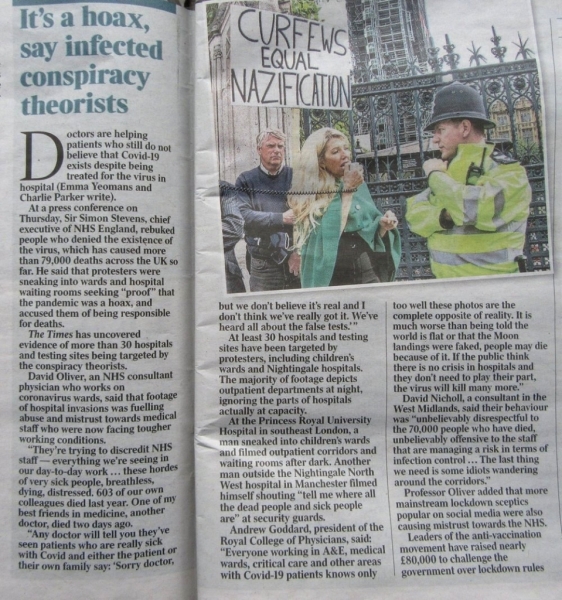 The Times, 9/1/20, about covid deniers