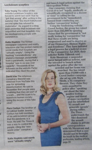 The Times, 9/1/20, about covid deniers