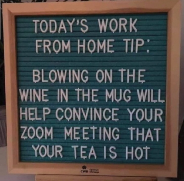 Mug and wine on Zoom