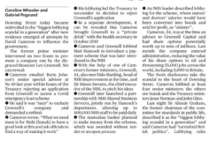 Cameron/Greensill info, Sunady Times front page, 11/04/21