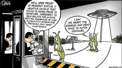 Alien visitors cartoon