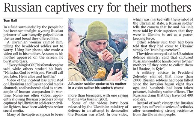 Russian soldiers captured, mothers phoned