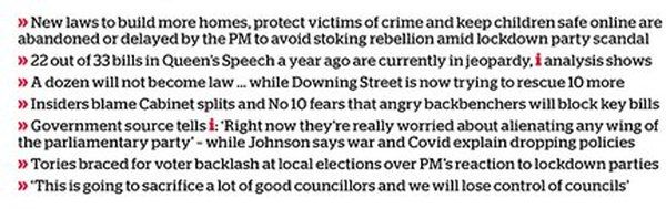 From front page of the `i' newspaper today, 26/4/22