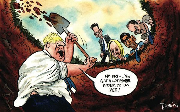 Johnson digging hole cartoon