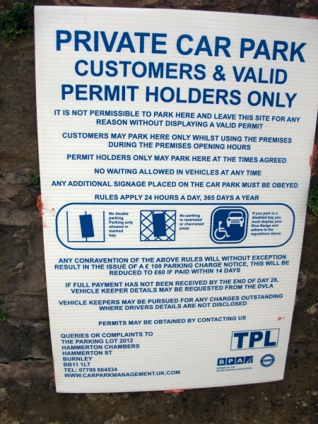 Fosters Arms Parking Notice