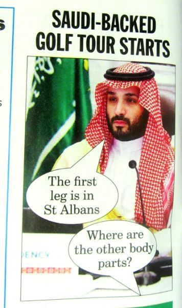 Saudi golf cartoon