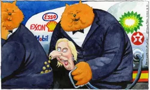 Fat cat oil Co cartoon