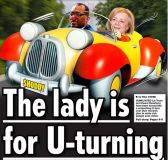 The lady is for turning - Daily Star front page, 041022