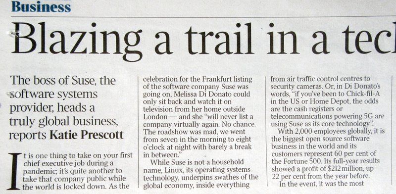 Suse linux mentioned in The Times