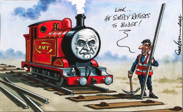 Sunak rail strike cartoon