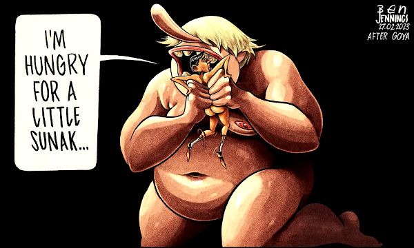 Johnson eats Sunak cartoon