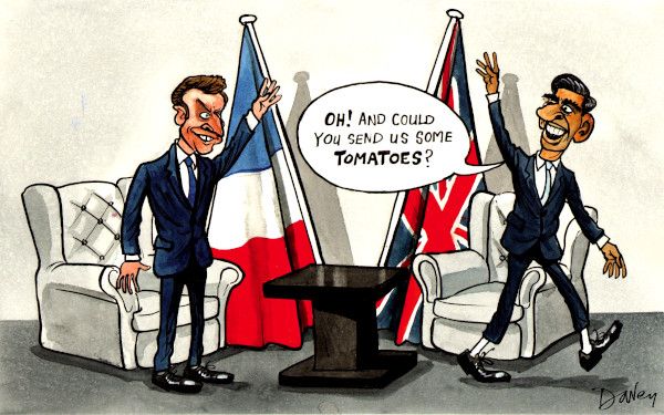 Sunak Macron cartoon