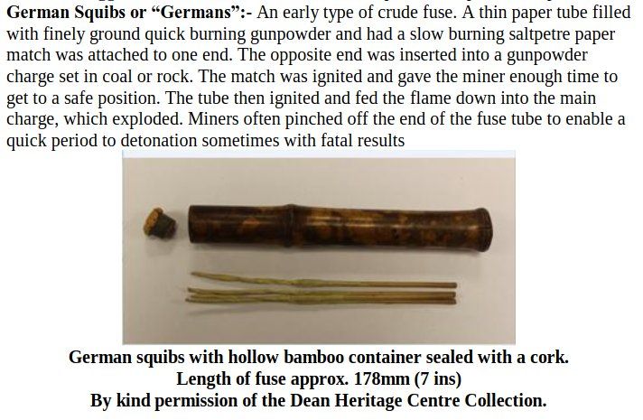 Bamboo container and squibs for mine blasting