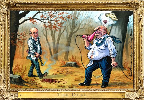 Cummings Johnson duel cartoon