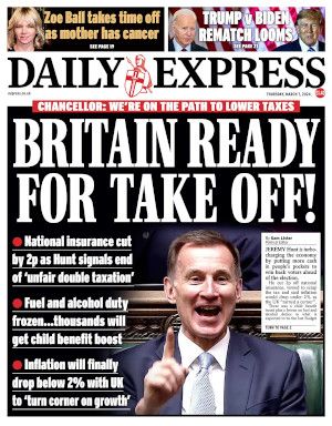 Express front page after budget