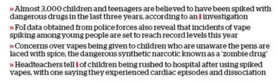 Contaminated vapes damaging children