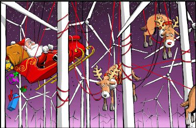 Santa wind farm Cartoon