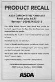Asda product recall of hand axe