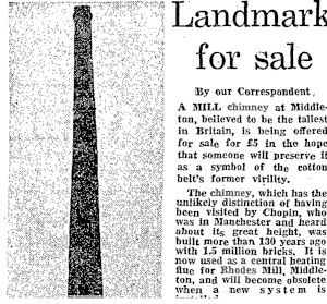 Swabs chimney 10th Jan 1976