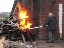 Fernbank chimney John Clark lights the final fire