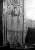 Timber scaffold on clock
