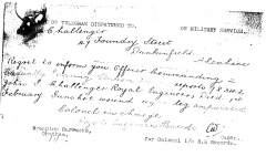 Challenger death telegram 1917