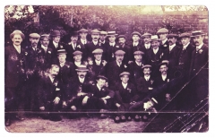 Bowling team with caps and boaters