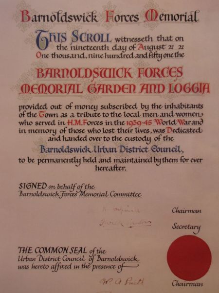 Barnoldswick Forces Memorial Scroll 001