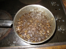 Black pudding and onions