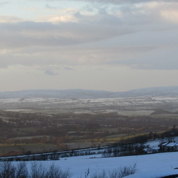 Snowy sunset view 1